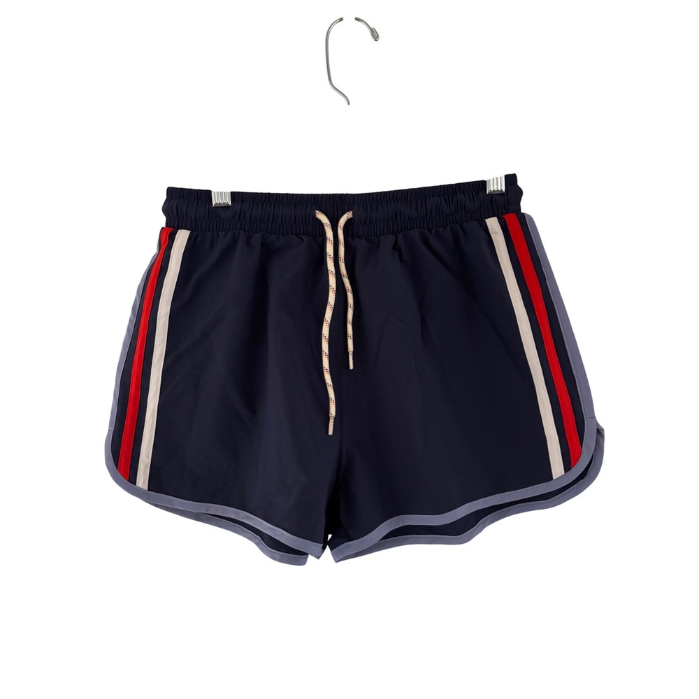 Marine Layer Weekend Sport Navy Blue Striped Dolphin Athletic Shorts Small